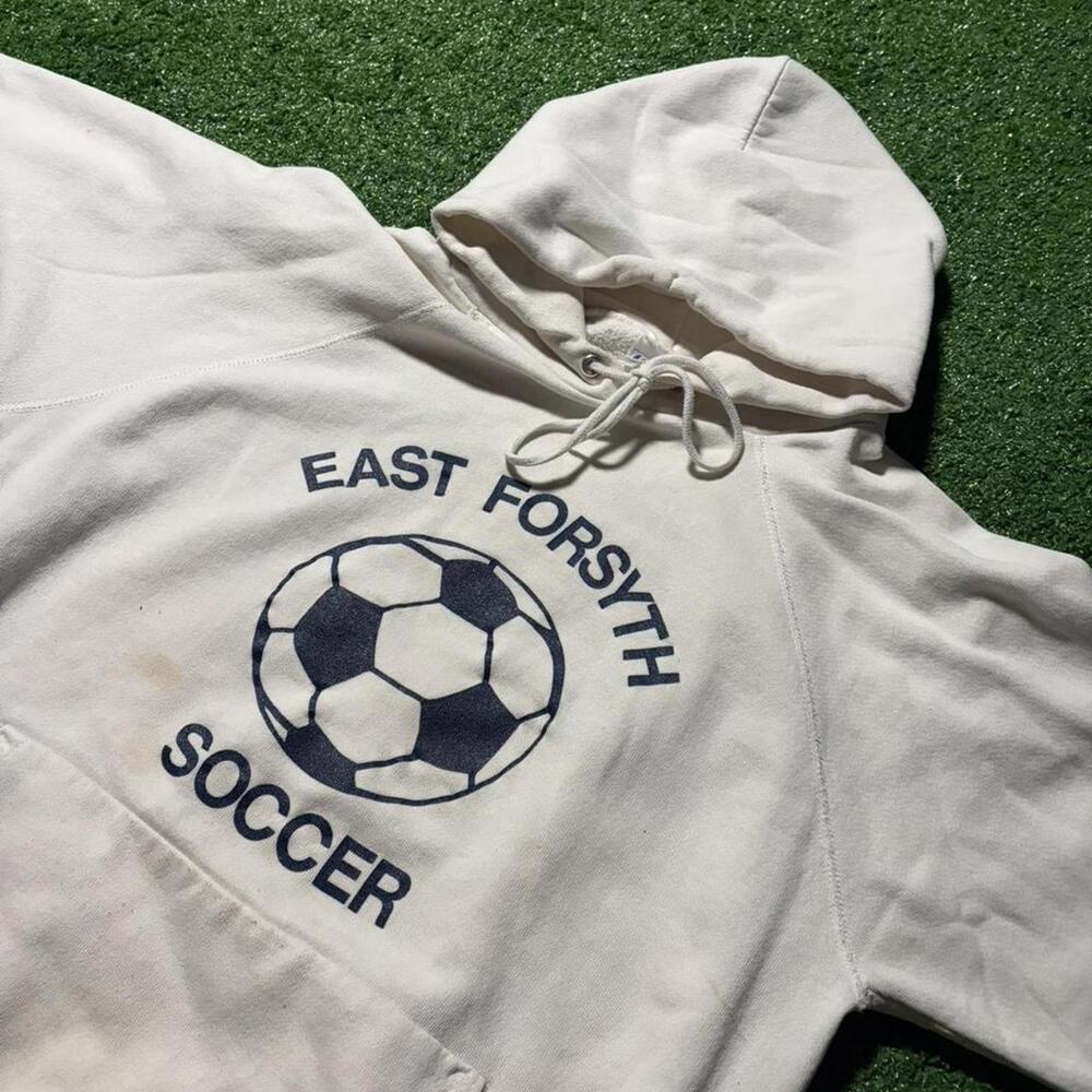 Vintage 80s East Forsyth Soccer Hoodie Mens XL Made in USA Pullover - Picture 6 of 8